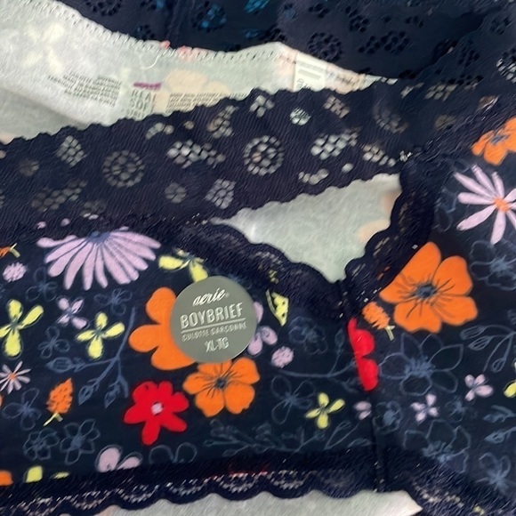 3 aerie Bundle Lace Floral Print  panties XL NWOT - Picture 2 of 10